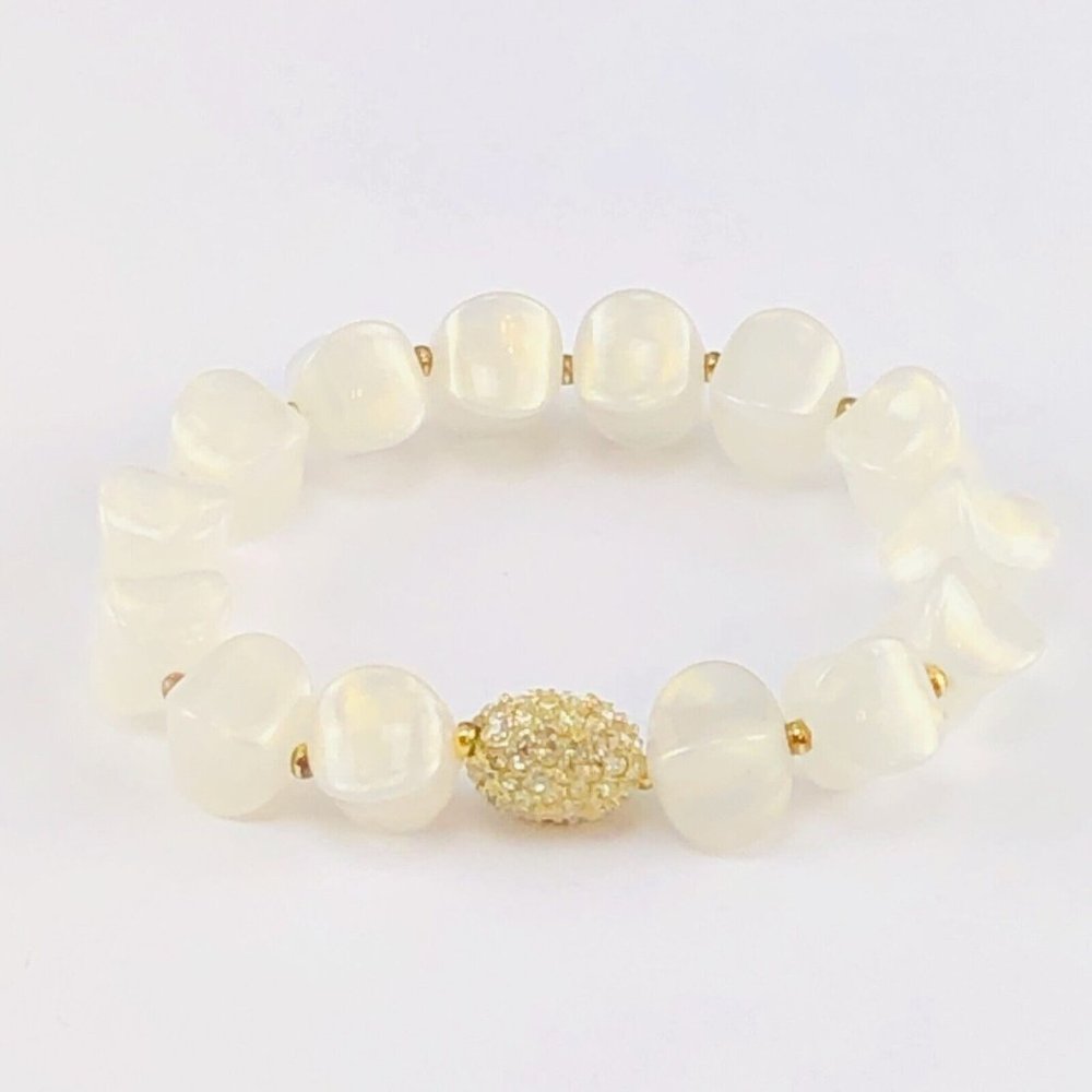 Bracelet Glowing Opalescent Acrylic Beads with Crystal Ball Elastic